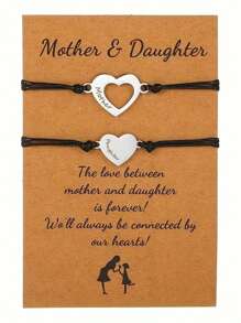 suteyi 2 Heart Bracelet Sets For Children, Girls, And Mothers, Suitable For Both Mother And Daughter To Wear Together Or As Jewelry Gifts From Mothers To Daughters - Silver - View 2