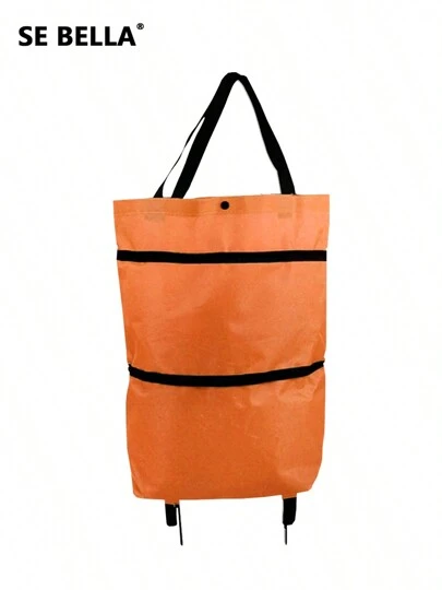 [SE BELLA]1 pc Carrito portátil para comprar alimentos, pequeño carrito de mano, plegable para uso doméstico, mochila portátil, carrito de compras con ruedas, ligero y fácil de llevar.