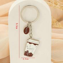 1 件复古欧美情侣咖啡杯钥匙扣，锌合金釉面扁平奶茶/咖啡杯钥匙扣，钥匙扣，手提包挂饰，节日小礼物，日常佩戴书包挂绳带身份证夹汽车配件包饰 - 彩色 - 查看 3