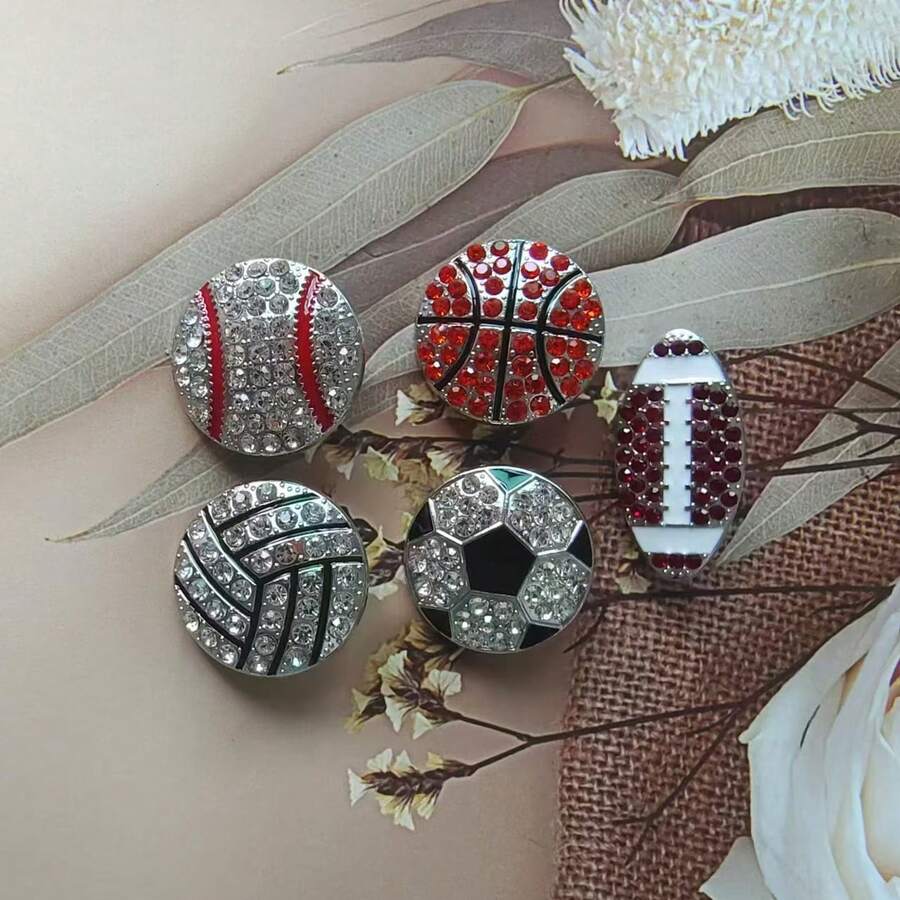 New Arrival DIY Rhinestone Ball-Shaped Brooch, Zinc Alloy Football/Soccer Design Accessory, European & American Creative Style - Sports Five-piece Suit - View 1