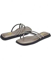 Loris Shoes Oficial Confort Flat Sandal With Shiny Straps Low Sole With Rhinestone Insole Flip Flop Pedraria 2267 - 銀色 - 查看 5