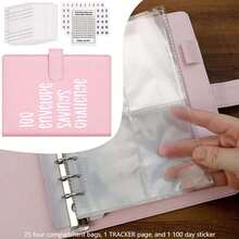 Budget Binder Money Saving Wallet Notebook Planner Cash Organiser Envelope - Pink - View 4