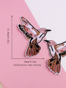 2pcs Bird Pattern Embroidered Patch, Cartoon Animal Shape Iron On Applique, DIY Embroidery Badge, Heat Transfer Sticker - Multicolor - View 2