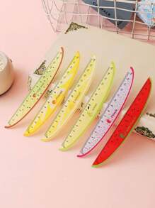 1/4pcs Wooden Ruler, Random Style Measuring Ruler, Creative Fruit Shaped Office Supplies, Teaching Reward Prizes, Birthday Party Decoration Gifts, Back To School And Study Supplies, Student Office Stationery And Study Measurement Tools, 15cm Watermelon Kiwi Lemon Orange Ruler, Cute And Fresh Student Award Drawing Ruler, Essential Straightedge For Mathematics