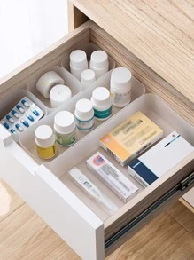 5 Pieces Set /10 Pieces Set Frosted Plastic Drawer Organization, 3 Size Desktop Drawer Divider Organization And Storage Box Cosmetics, Jewelry, Gadgets, Bathroom, Kitchen, Office, Bedroom, Vanity,For Holiday Beach, Bathroom Collection, Bedroom Collection, Large Capacity