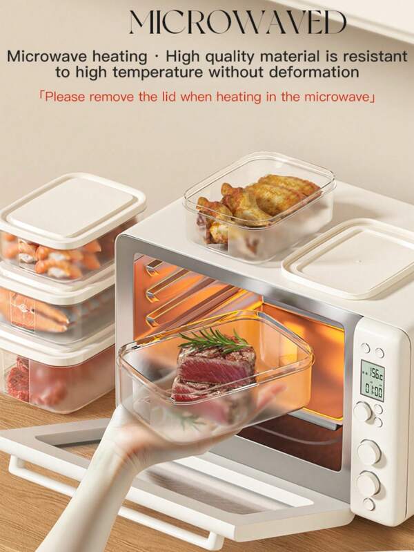 1pc/3pcs/6pcs Pp Material Refrigerator Crisper Box Set Kitchen Food Freezing Sealed Crisper Box High Temperature Resistant Microwave Packaging Storage Box Clip Design Translucent Visual Seal Non-Smelling Kitchen Food Storage Box Refrigerator Storage Kitchen Supplies,Moon,Ramadan Gift