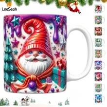 1个圣诞小矮人陶瓷咖啡/茶杯，可爱个性化小矮人设计，带把手，适合感恩节、圣诞节、节日、派对、生日、周年纪念日、圣诞礼物 - 彩色 - 查看 9