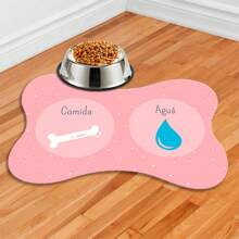 Non-Slip Pet Feeder Mat - Bone - 43x31 - FOOD X WATER RS - Black and White - View 1