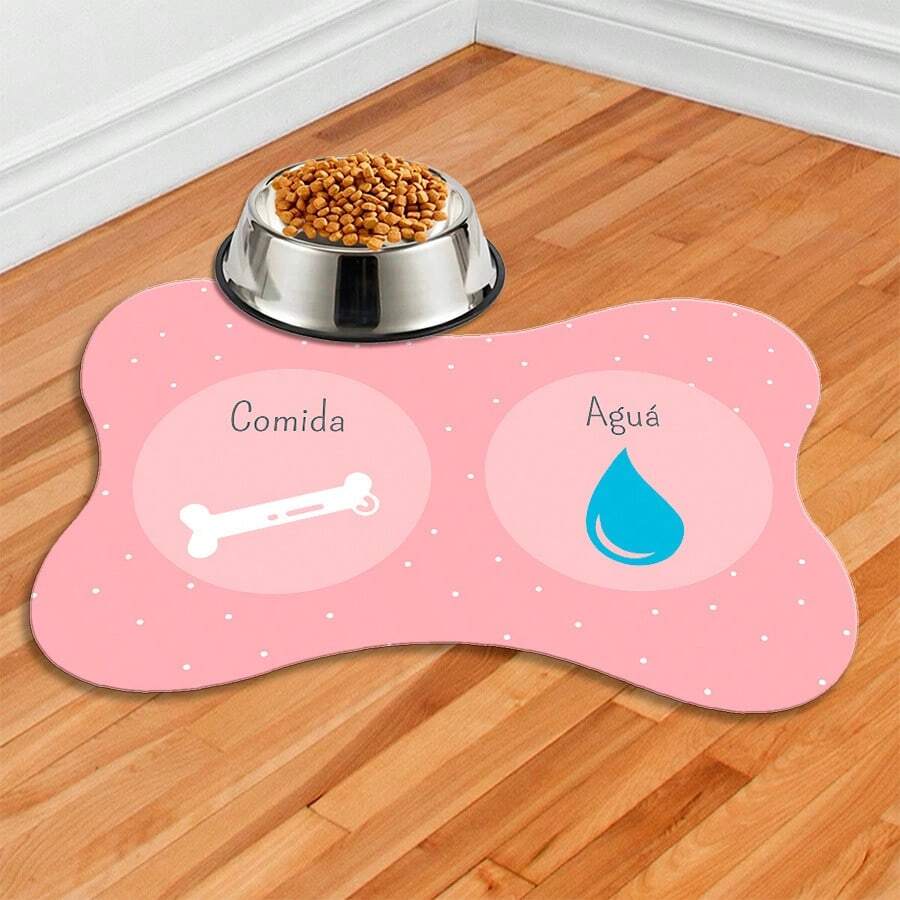 Non-Slip Pet Feeder Mat - Bone - 43x31 - FOOD X WATER RS - Black and White - View 1