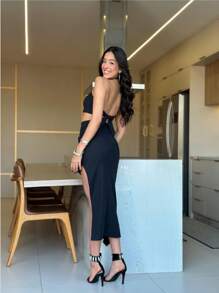 Split Twill Set - 黑色 - 查看 2