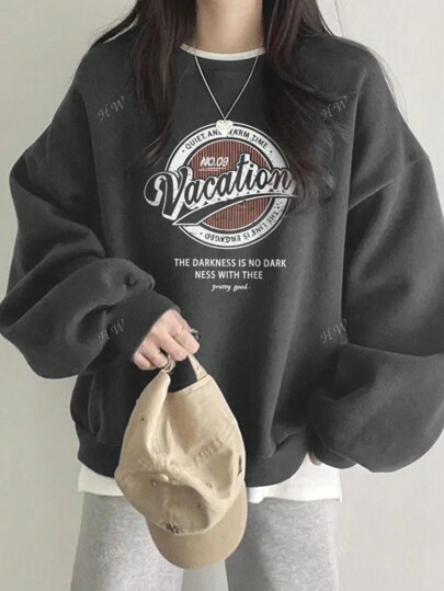 Loose Casual Round-Neck Sweatshirt For Women