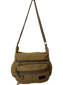 Men's Canvas Crossbody Bag Casual Portable Multifunctional Shoulder Bag - Beige - View 2