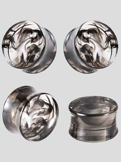 1 par de túneles de expandedores para oreja de acrílico gris humo sólido de doble pestana, de 8 mm a 25 mm, joyería de perforación corporal para mujer y hombre