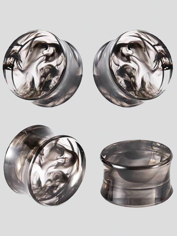 1 Paar acryl grau-rauch einfarbige Doppelflanschen Ohr Tunnel Stretcher 8mm-25mm, Körperschmuck für Frauen und Männer