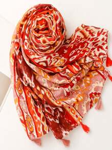 New Breathable Tassel Shawl, Elegant Style Scarf Fashion Women's Silk Scarf With Ditsy Floral Print, Versatile Outdoor Sunscreen Beach Wrap, Suitable For Spring And Summer - Multicolor - View 2