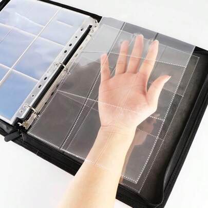 50 个/包 900 个口袋 A4 11 孔活页夹补充袋，通用 3 英寸收集书袋，9 格双面明信片卡片夹，返校，返校，学校用品