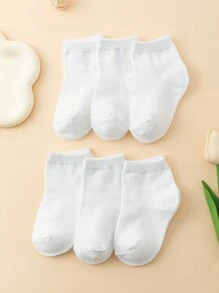 6 Pairs Baby Solid Color Simple & Fashionable 100% Cotton Soft Casual Mid-Calf Socks