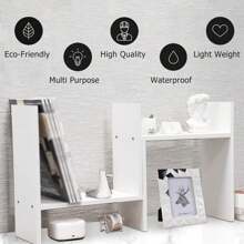 Oaoleer 1SET Storage Desktop Organizer For Your Desk Space, Double H Plants Display Shelf, Home Office Storage Rack Adjustable Stackable For Office, Dormitory, Home - Free Standing Shelf White - 白色 - 查看 3