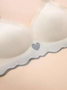 QXCQ Women's Love Detail Underwear, Invisible, Non-Wired, Wrinkle-Free, Anti-Sagging, Push-Up, Comfortable, Lingerie