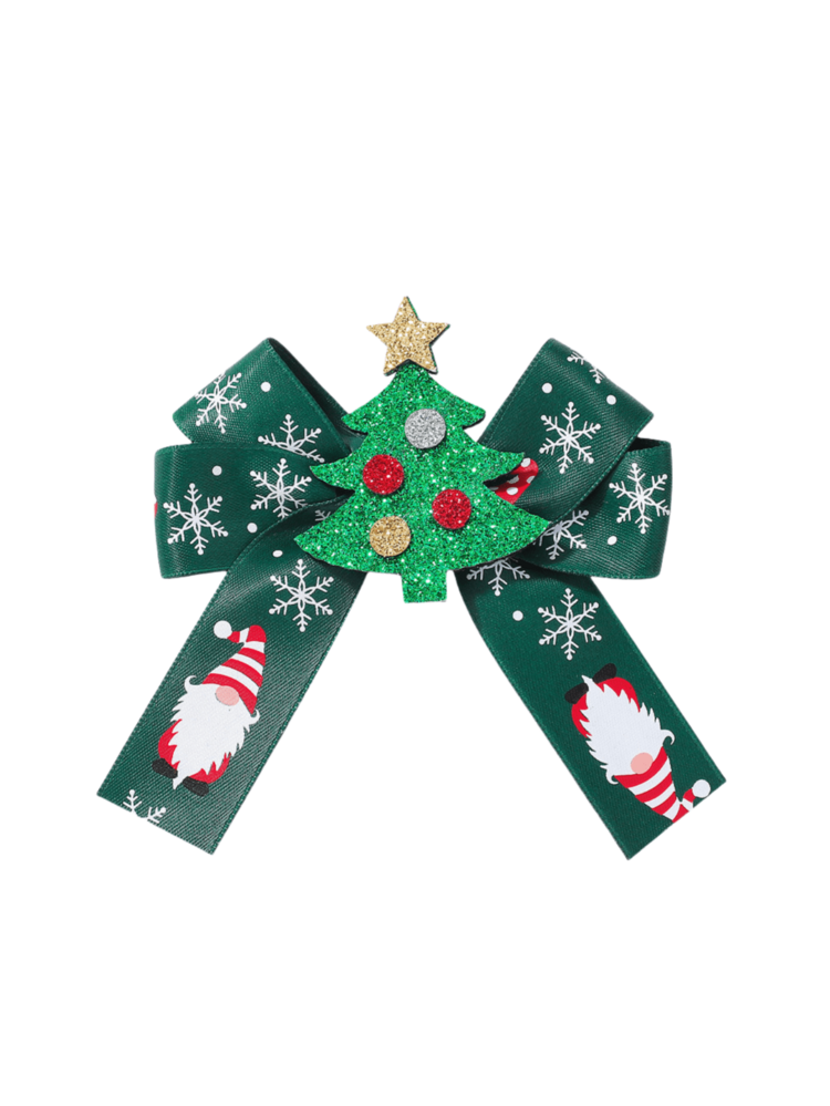 1/2 件圣诞雪花丝带蝴蝶结发夹，欧美风格节日百搭女孩发饰，可爱儿童发饰，女孩圣诞发夹 - 彩色 - 查看 8
