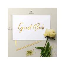 1pc Guest Book For Wedding, Party, Special Events - Elegant Gold Foil Edged Visitor Registry Book, Great For Weddings, Celebrations, Parties And Bridal Showers,Christmas - Pink - View 6