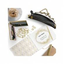 1pc Guest Book For Wedding, Party, Special Events - Elegant Gold Foil Edged Visitor Registry Book, Great For Weddings, Celebrations, Parties And Bridal Showers,Christmas - Pink - View 4