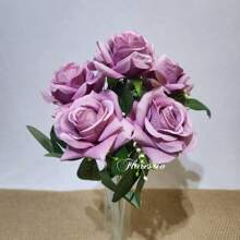 Pink Velvet Bouquet Artificial Flower For Wedding Decoration, Arrangements, Decorating Parties And Home - Dusty Purple - View 1