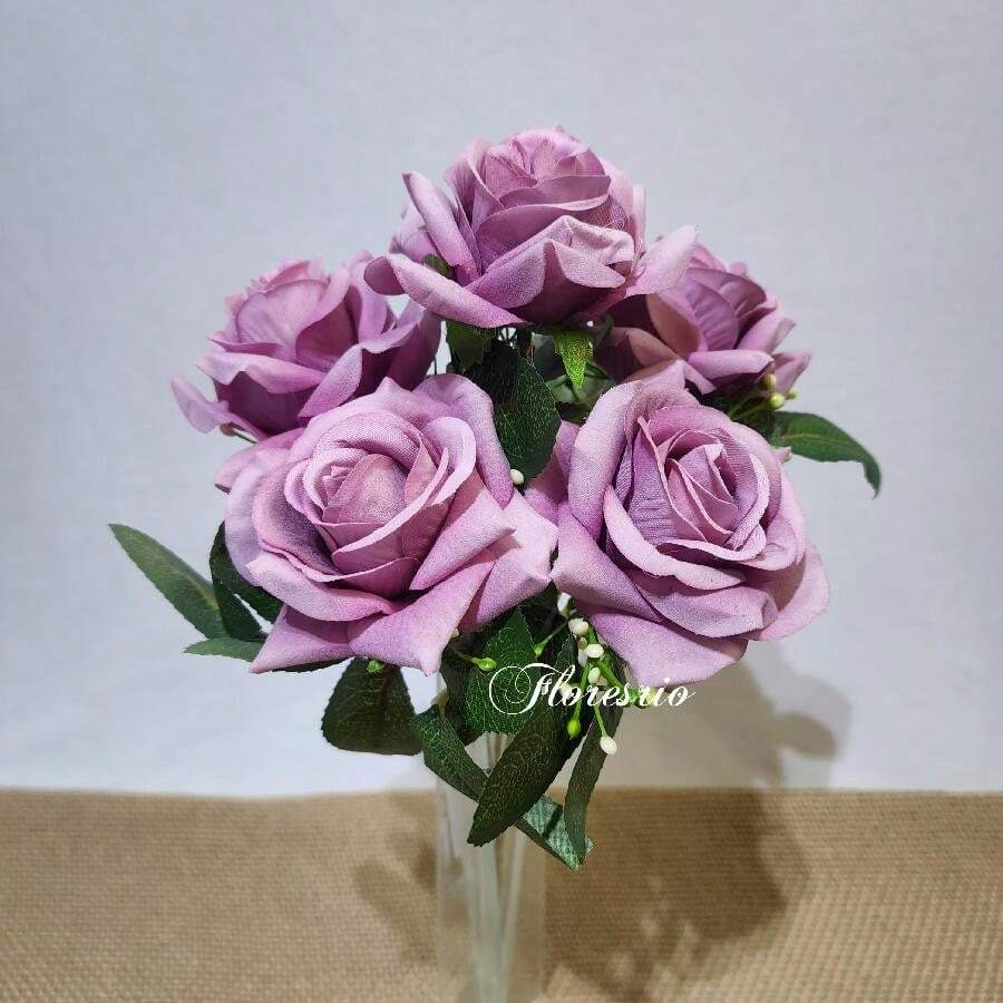 Pink Velvet Bouquet Artificial Flower For Wedding Decoration, Arrangements, Decorating Parties And Home - Dusty Purple - View 1