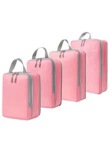 Set de 4 cubos de embalaje para viajes, organizadores de equipaje con compresión, bolsas de almacenamiento para artículos de tocador, maquillaje y cosméticos, para ropa y zapatos