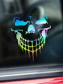 1pc Large Size Skull Car Sticker, Skull Decal Sticker For Auto Engine Hood, Side Door, Car Styling - S 13cm*11cm - View 4