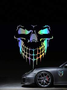 1pc Large Size Skull Car Sticker, Skull Decal Sticker For Auto Engine Hood, Side Door, Car Styling - S 13cm*11cm - View 6