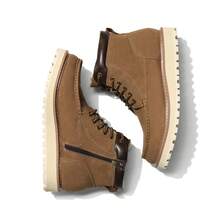 Men's Moc Toe Boot Fashion Comfort Casual Wedge Boots Fluff Lining - 棕色 - 查看 8
