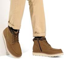 Men's Moc Toe Boot Fashion Comfort Casual Wedge Boots Fluff Lining - 棕色 - 查看 2