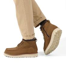 Men's Moc Toe Boot Fashion Comfort Casual Wedge Boots Fluff Lining - 棕色 - 查看 7