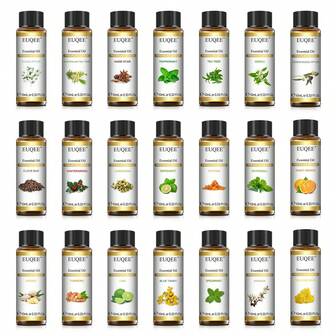  10ml/0.33fl.Oz Essential Oils EUQEE Perfume Oil With Dropper For Humidifier Oil Diy Lipstick Making Candle Aromatherapy Aroma Diffuser, Lavender, Jasmine, Eucalyptus, Vanilla, Peppermint, Sandalwood, Frankincense, Sweet Orange, Ylang Ylang, Lemon, Rose, Bergamot, Tea Tree, Clove, Lemongrass, Patchouli, Rosemary, Geranium, Citronella, Cinnamon, Grapefruit, Chamomile, Ginger, Myrrh, Vetiver Oregano Neroli Helichrysum Copaiba Turmeric Honeysuckle
