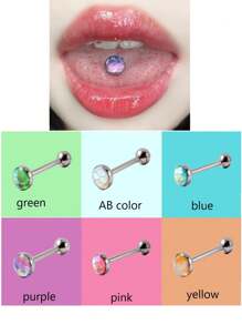 1pc Hypoallergenic 316L Titanium Steel Tongue Barbell, Fish Scale Gradients, 8/10/12/14/16mm Length, 7mm Diameter, 5mm Ball, 14G, Body Jewelry Piercing