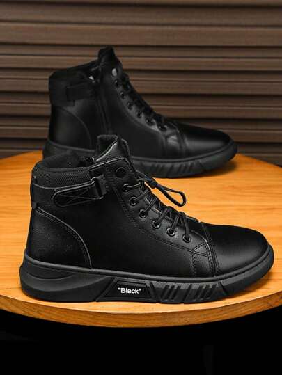 Men's Boots, Leather Casual Shoes, Cargo Boots, High-Top Outdoor Lace-Up Shoes, New Design