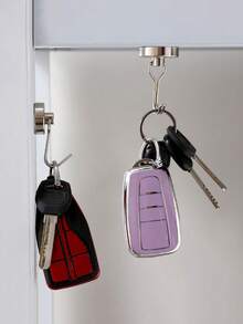 1 pieza Gancho magnético potente, Gancho magnético adhesivo para refrigerador de cocina, Gancho magnético giratorio sin perforación y sin dolor para puerta antirroba de entrada