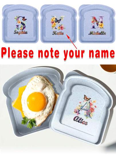 1 Pc Customized Name Toast Case Bread Bento Box Organizer With Lid Sandwich Container Lunch Bag Freshness Preservation Breakfast Meal Accessories With Name Customiz Portable For Camping Picnic Personalized DIY
