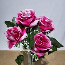 Pink Velvet Bouquet Artificial Flower For Wedding Decoration, Arrangements, Decorating Parties And Home - Pink & White - View 1