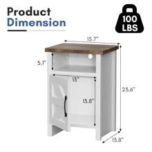 1 Piece Farmhouse Nightstand With Storage Shelves - trắng - Xem 5