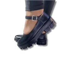 Women's Mary Jane Tractor Sandals With Buckle Promotion - Than chì đen - Xem 2