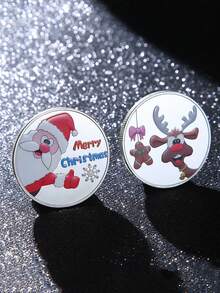 Christmas Decoration 1pc Santa Claus Commemorative Coin, Metal Embossed Medallion, Thanksgiving/Christmas Gift - Multicolor - View 3