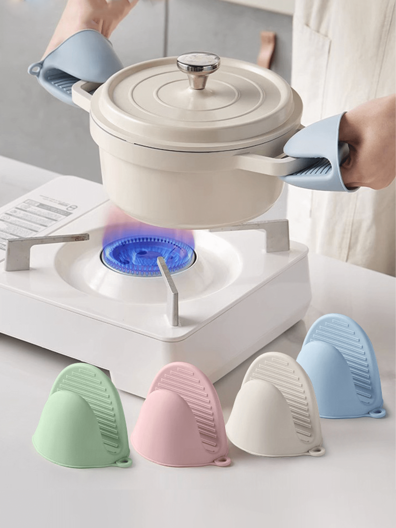 2 piezas Guantes resistentes al calor de silicona, guantes para microondas, manoplas aislantes para horno, guantes pequeños para cocinar, hornear y barbacoa, accesorios esenciales de cocina