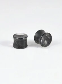 1 Paar acryl grau-rauch einfarbige Doppelflanschen Ohr Tunnel Stretcher 8mm-25mm, Körperschmuck für Frauen und Männer - Wie im Bild gezeigt - Übersicht 10