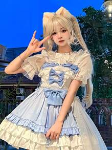 Tóc giả cosplay Anime tự làm có mái dài 24 inch tổng hợp thẳng ngắn màu vàng hoe kẹp tóc đuôi ngựa có thể tháo rời, tóc giả Lolita thẳng ngắn tự nhiên dành cho phụ nữ thích hợp cho tiệc Halloween Giáng sinh - Vàng - Xem 4