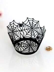 10pcs Halloween Spider Web Cupcake Wrappers, Spider Web Cupcake Liners For Halloween Party Decorations, Dessert Table, Bakery, Restaurant, Food Truck Best Gifts Home Decor Halloween Decor Room Decor - Multicolor - View 8