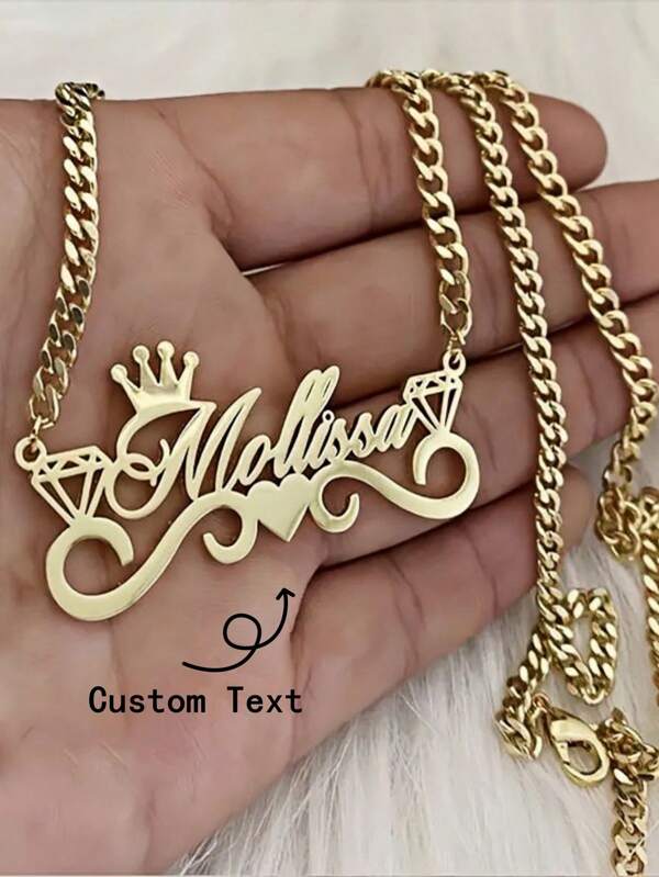 1pc Personalized Stainless Steel Necklace With Heart Pendant, Custom Chain, Unique Fashionable Jewelry Gift Stylish, Fall Fashion, Vintage, Old Money, Casual, Contracted, Simple Custom For Graduation, For Weddings Valentines Ideal Gifts For Him, For Teenagers, Junior High School Students, Middle School Students, High School Senior High School Students, College Students, University Students, Freshman, Sophomore, Underclassmen