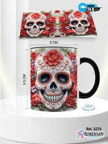 Personalized Halloween 3D Skull Different Porcelain Coffee Mugs 5279 - Black - View 3