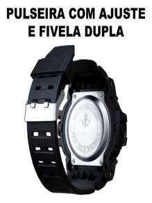 Kit Relógio Masculino Digital a Prova D'Água Colar Pulseira e Pingente Prata